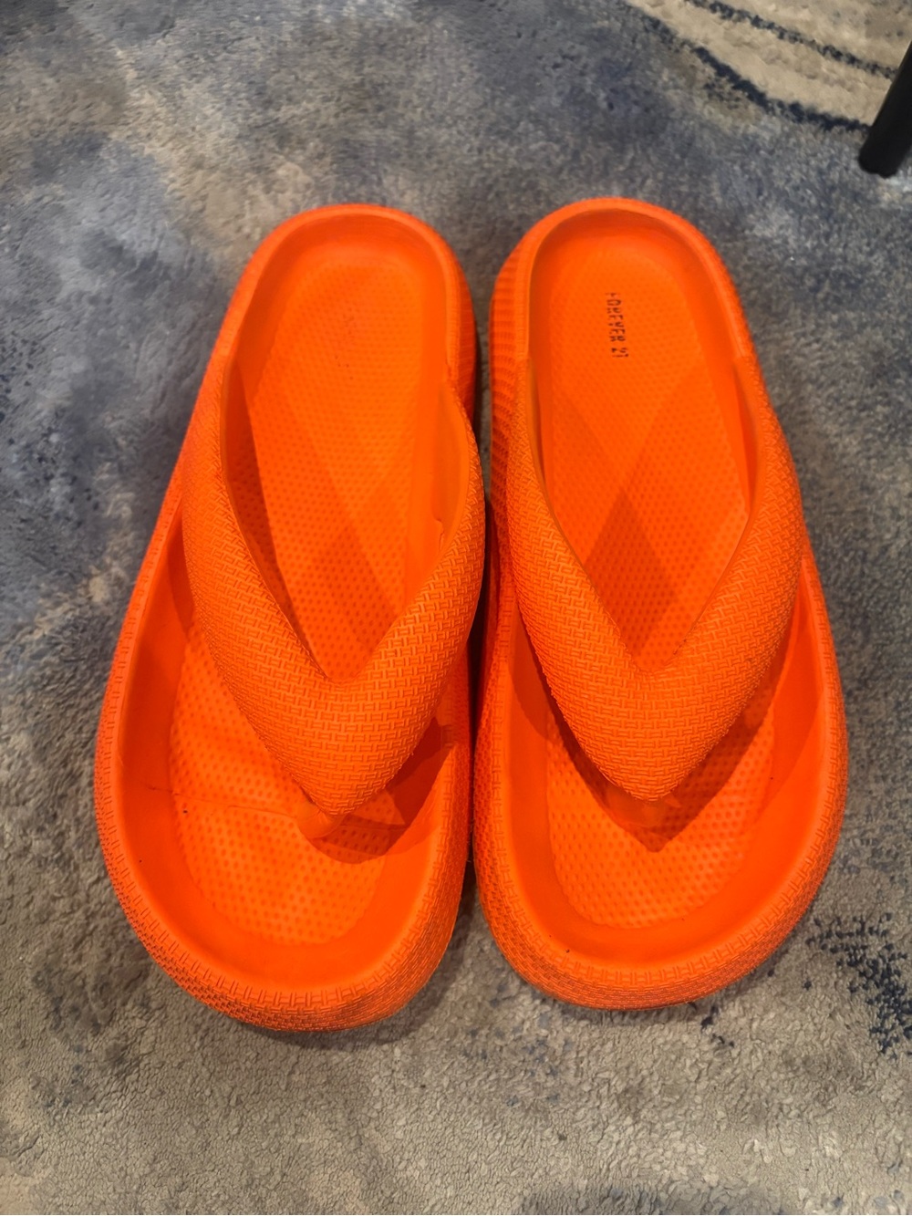 Forever 21 Bright Orange Foam Platform Thong Sandals